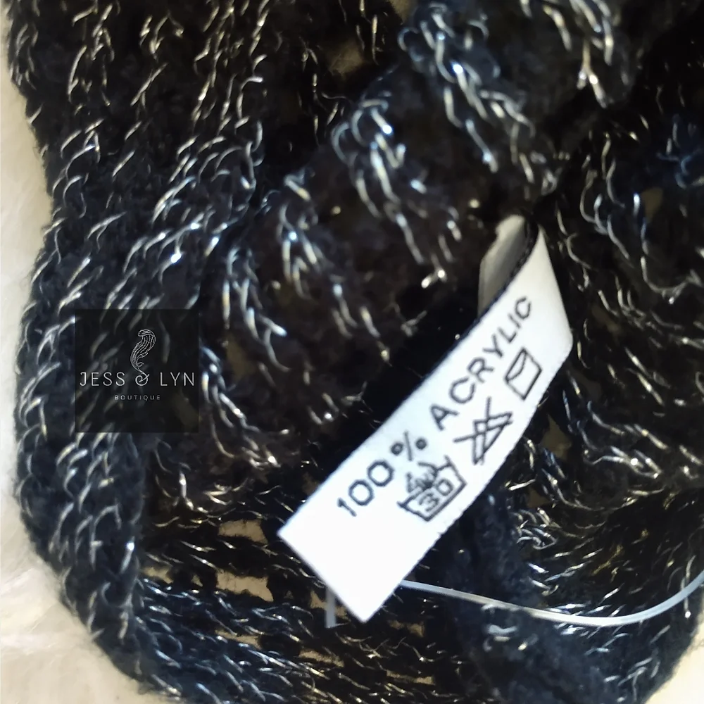 🆕RAYA- Black Oversized Two Tone Knit Sweater w/Wide Sleeves - Picture 11 of 12